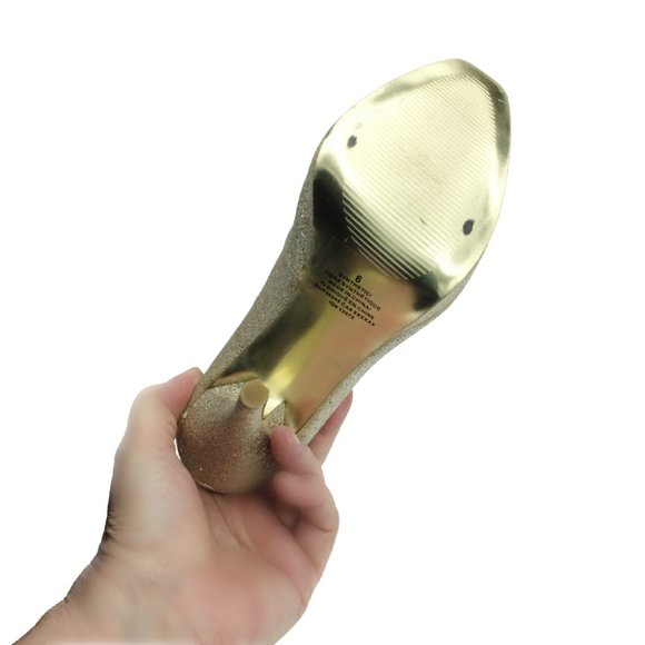 Gold Peep Toe Platform Heels in size 6M - Picture 5 of 6